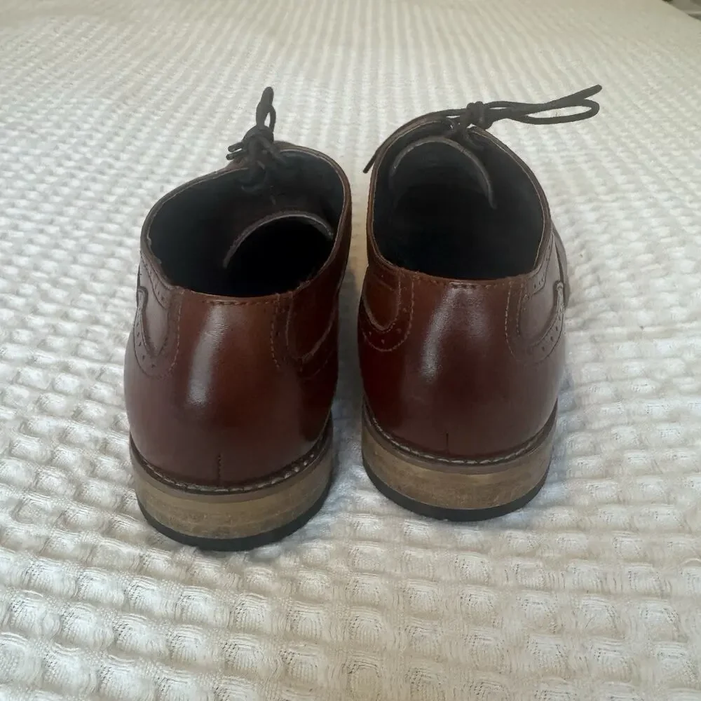 STACY ADAMS WING TIP DRESS SHOES BROWN LEATHER SIZE 8.9 M